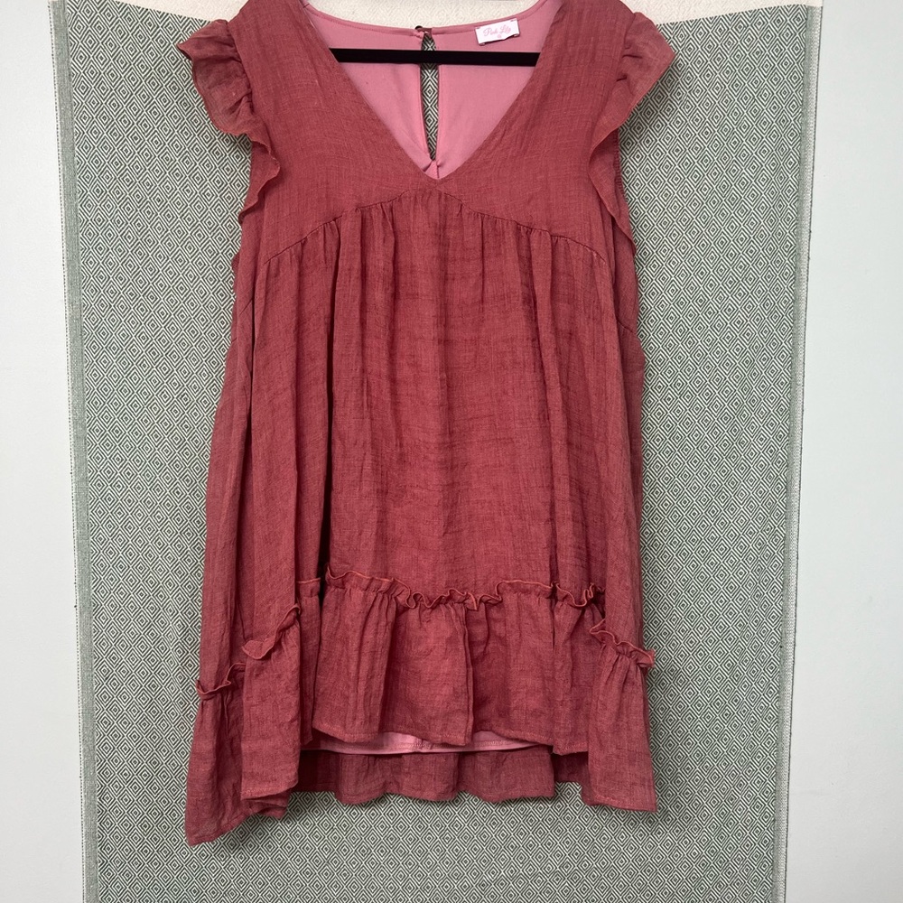 Pink Lily Linen Style Dress